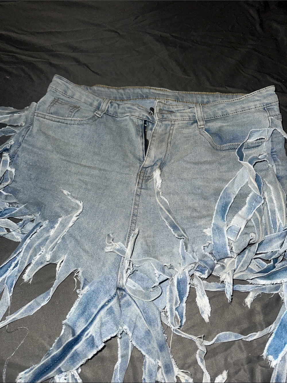 Fringed Denim shorts Blue